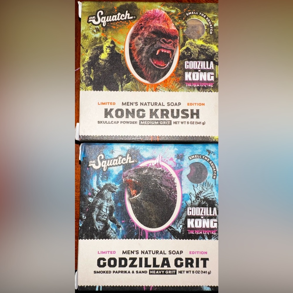Dr Squatch Kong Krush & Godzilla grit NEW just released 2 total